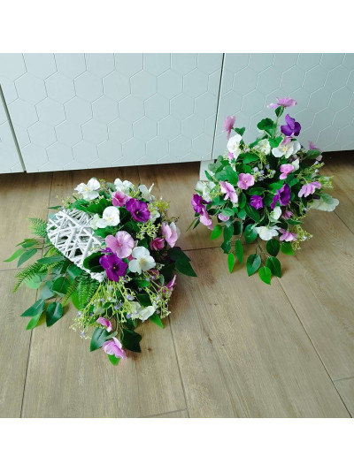 Bratki fiolet z kremem wiązanka na cmentarz plus bukiet