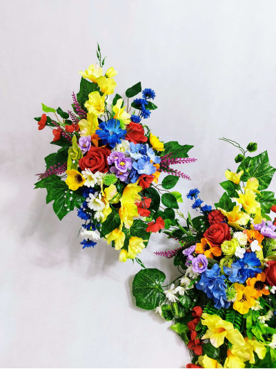 Wieczna Pamięć: Letni Komplet  Kwiatów na Cmentarz II stroik plus bukiet